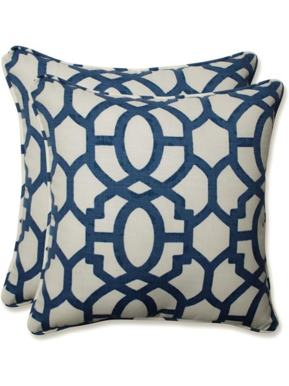 Large Indoor/Outdoor Throw Pillows, 2 Count, Blue Geo Pattern, 18.5"x18.5